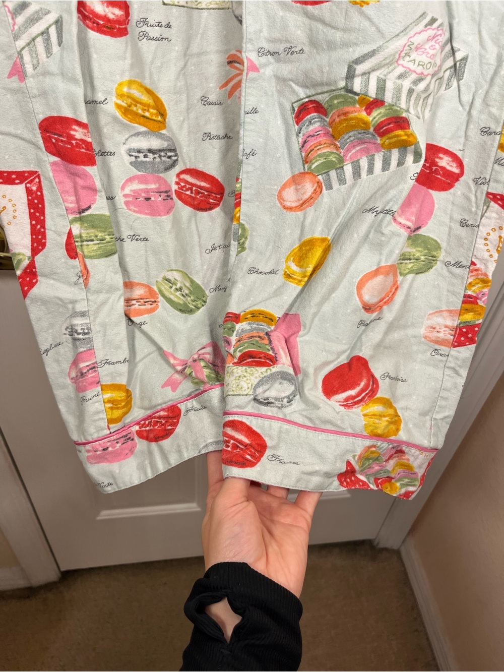 Nick & Nora Light Mint Pajama Pants with Colorful Macaron - Small - Picture 3 of 13